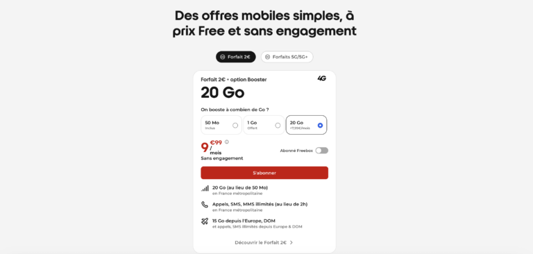 Free Mobile : la Série Free tombe à 110 Go, un booster 20 Go arrive à 9,99 €