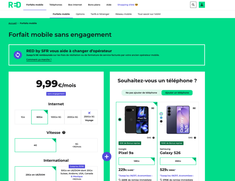 À 9,99 €, RED by SFR offre 60 Go contre 20 Go chez Sosh